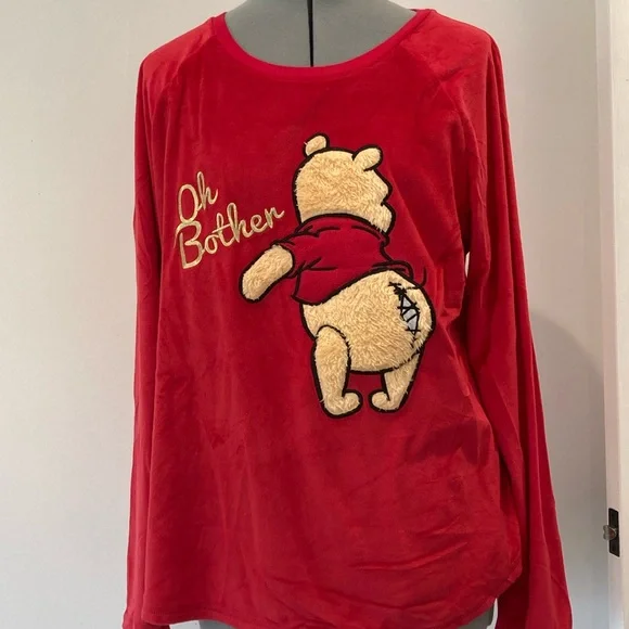 Disney Red and Gray Winnie the Pooh Pajama Set, Women’s Size XL (top and bottom) - Picture 2 of 8